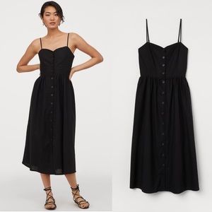 H&M Linen blend midi dress - black